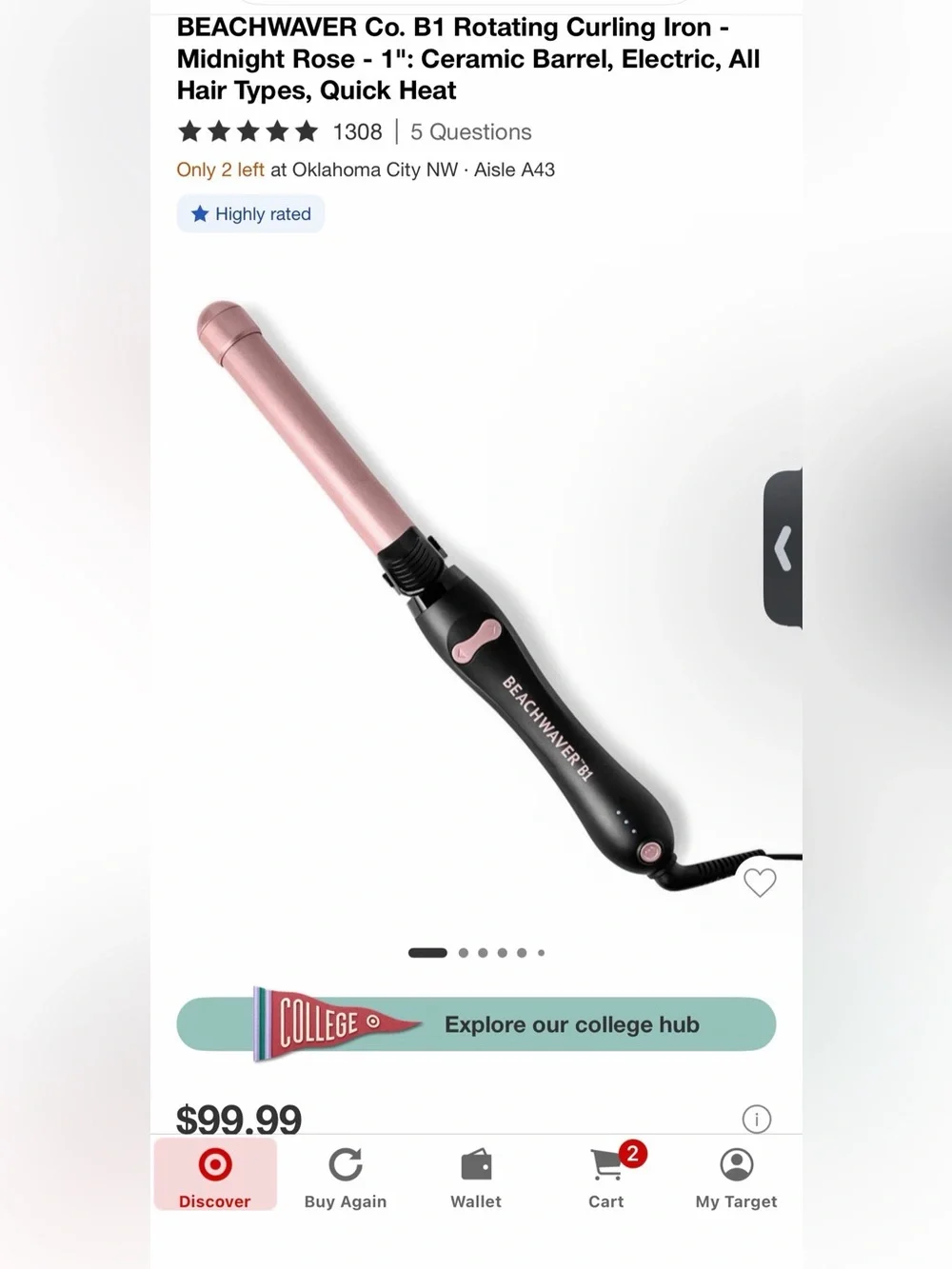 BEACHWAVER B1 Rotating Curling Iron - Midnight Rose/Black